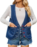 Women's Oversized Denim Vest Mid Long Jean Vest - Stylish Loose