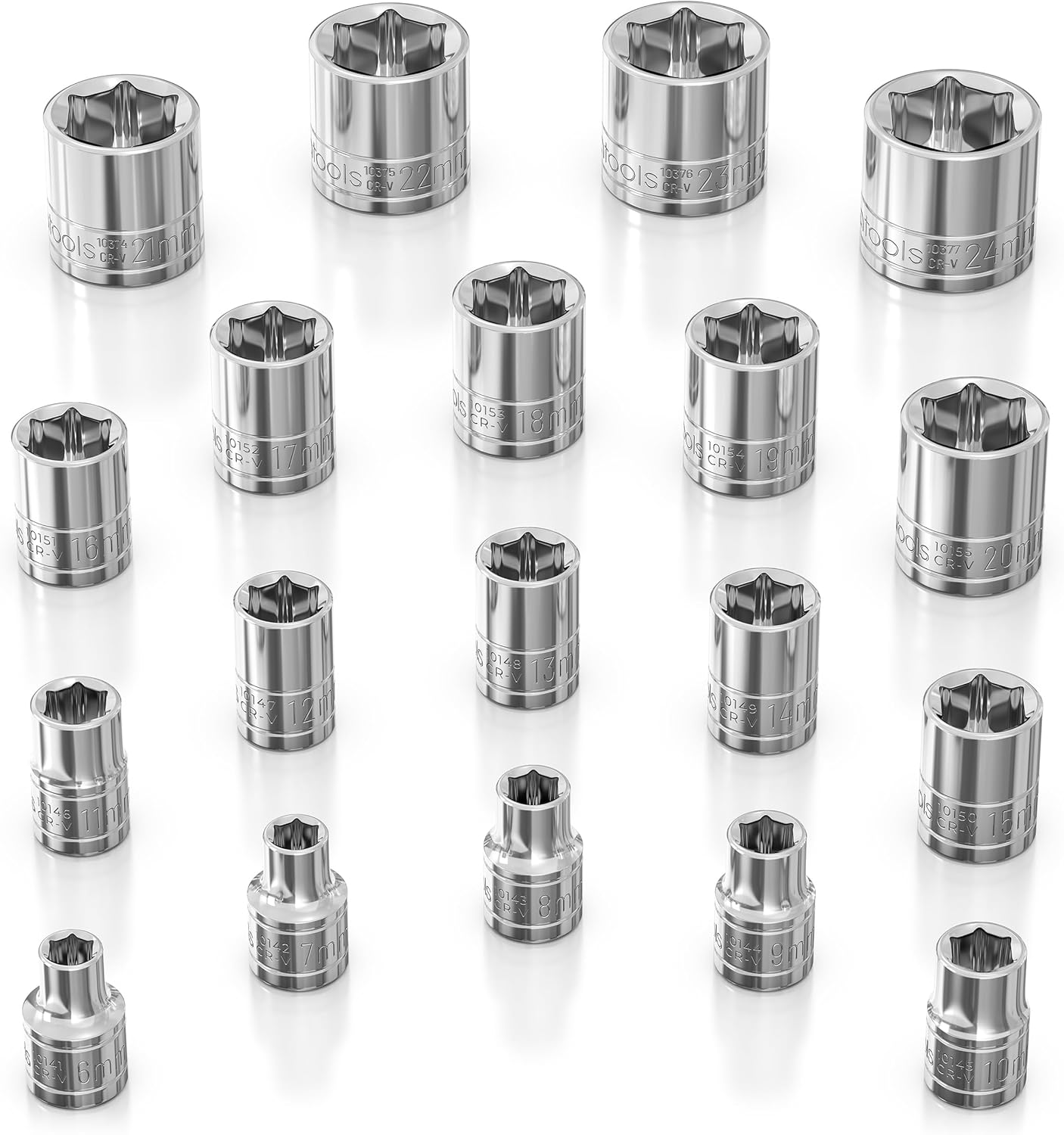 Olsa Tools Metric Shallow Socket Set - 19pc 3/8-Inch Drive