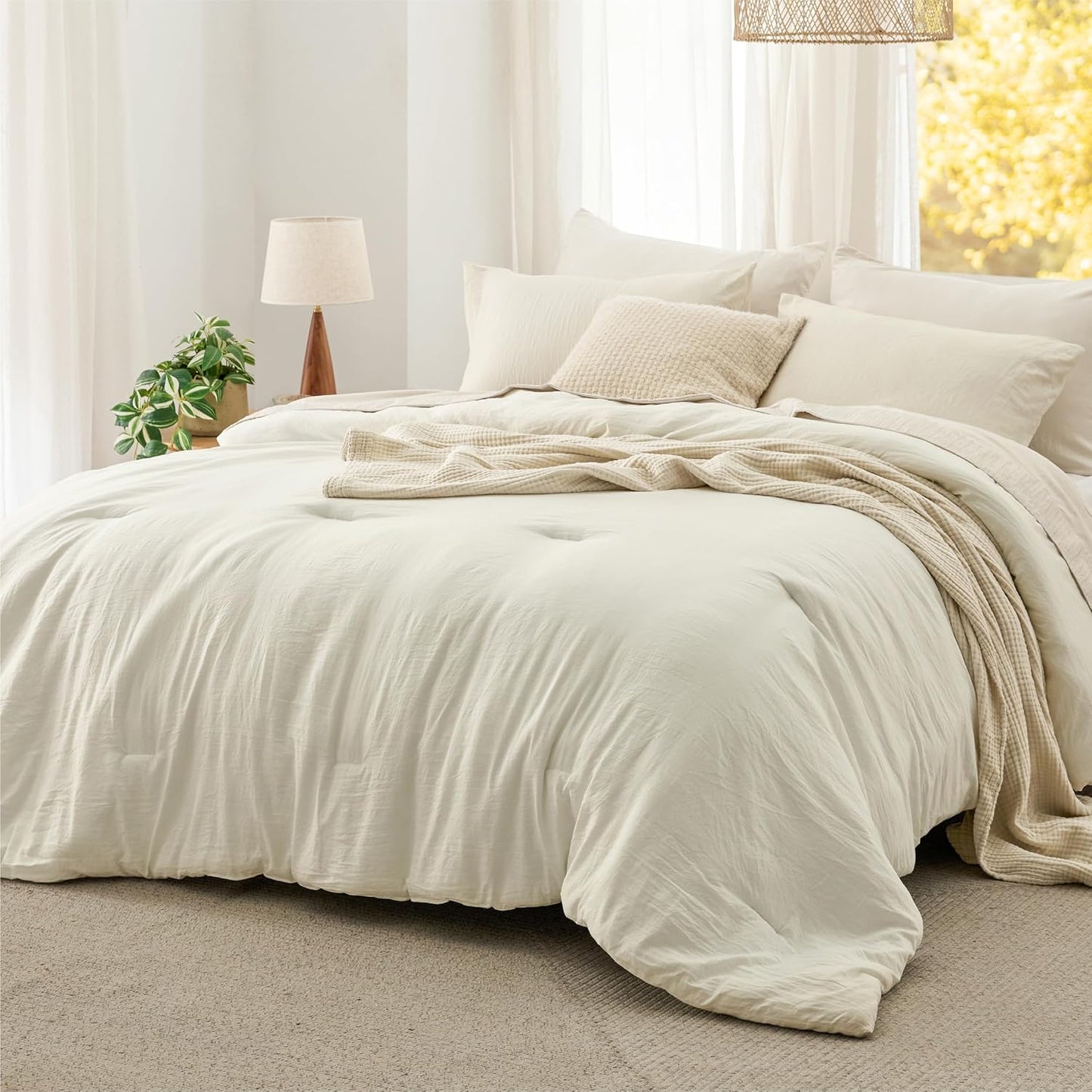 Bedsure Queen Size Comforter Set - Soft Prewashed Bedding