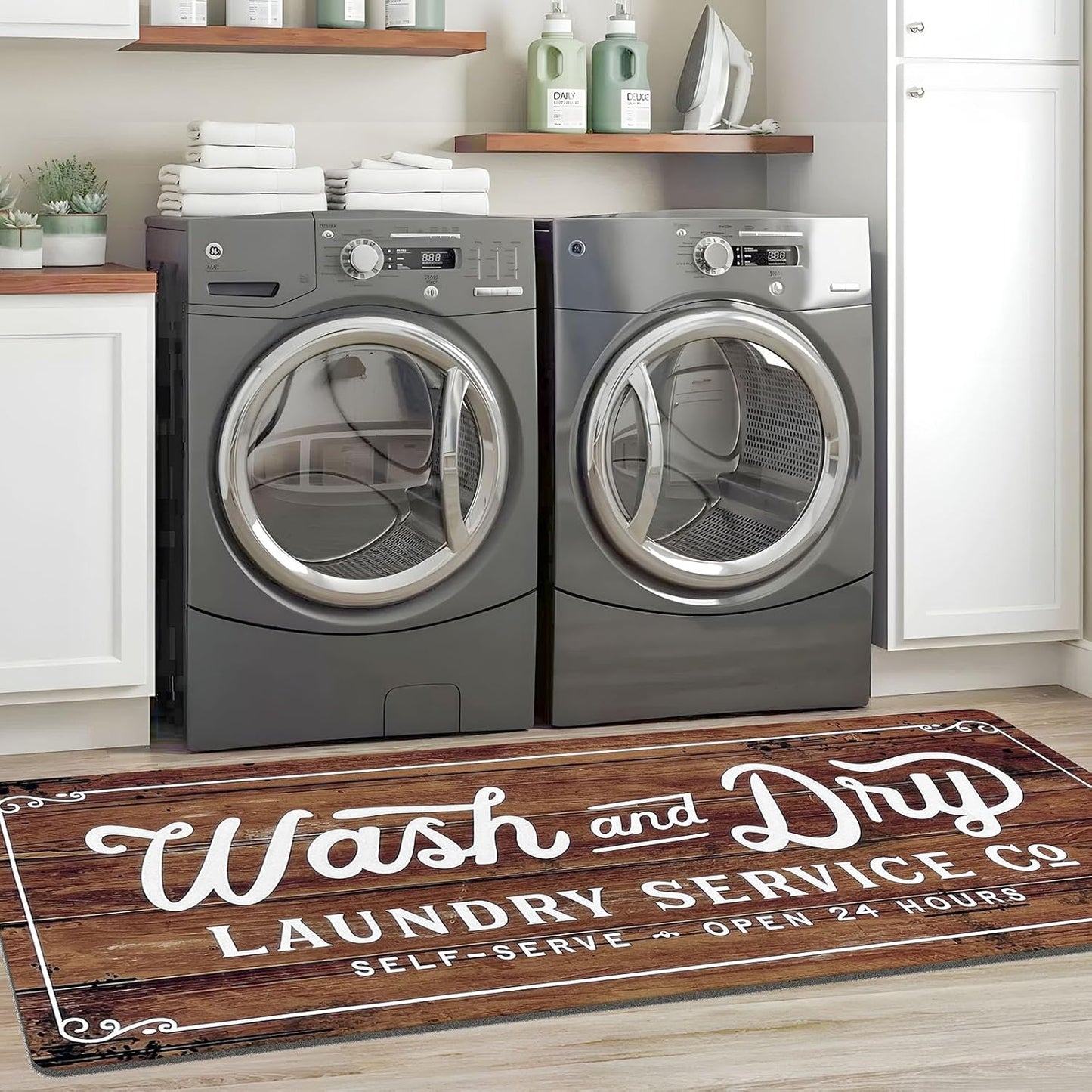 KOZYFLY Laundry Room Rug Runner 24x72 Non Slip Waterproof Mat