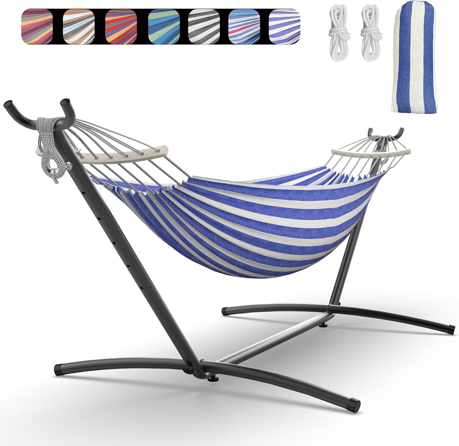 Double Hammock with Heavy-Duty Steel Stand for Relaxation
