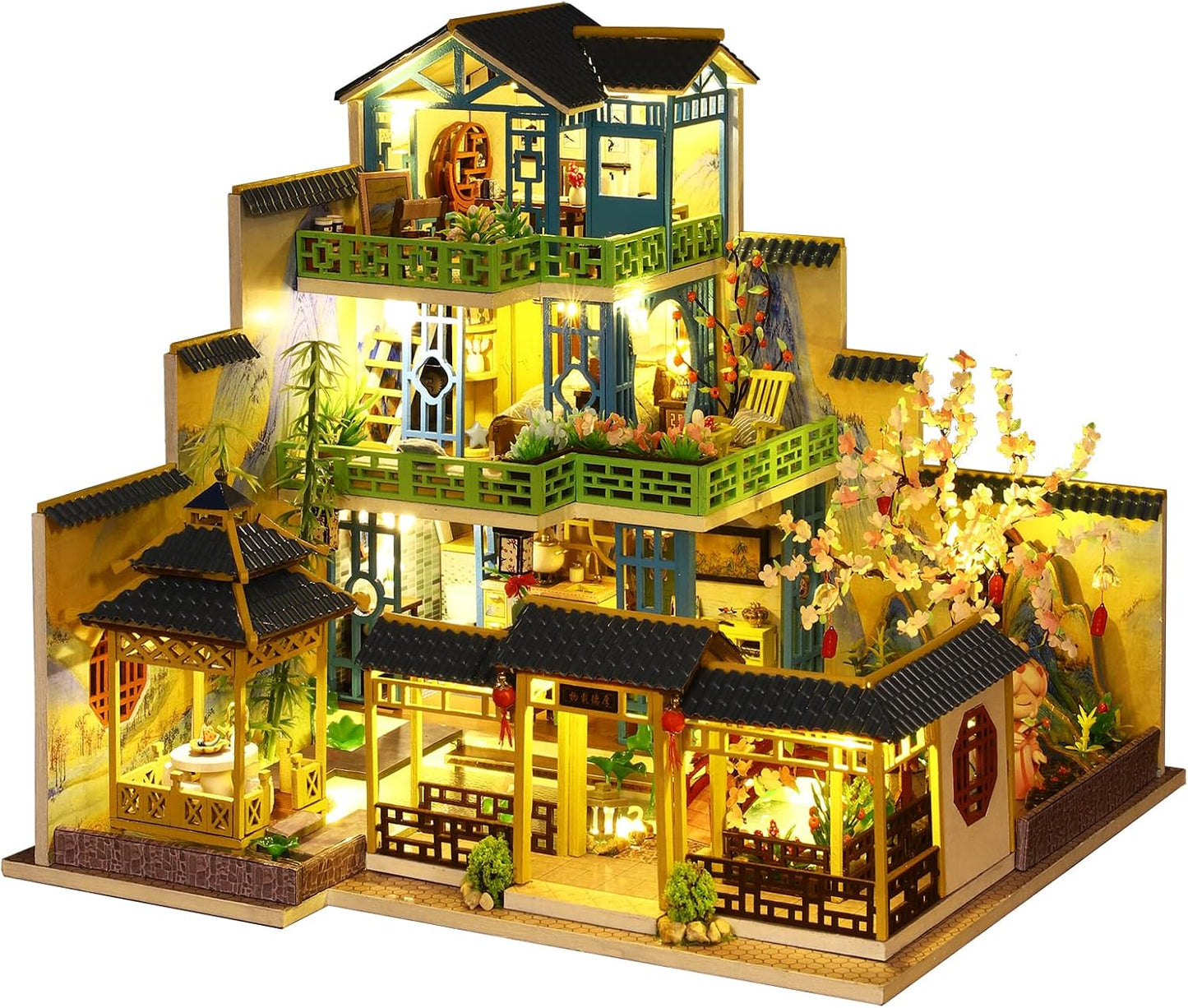 Spilay Dollhouse DIY Miniature Wooden Furniture Kit for Adults