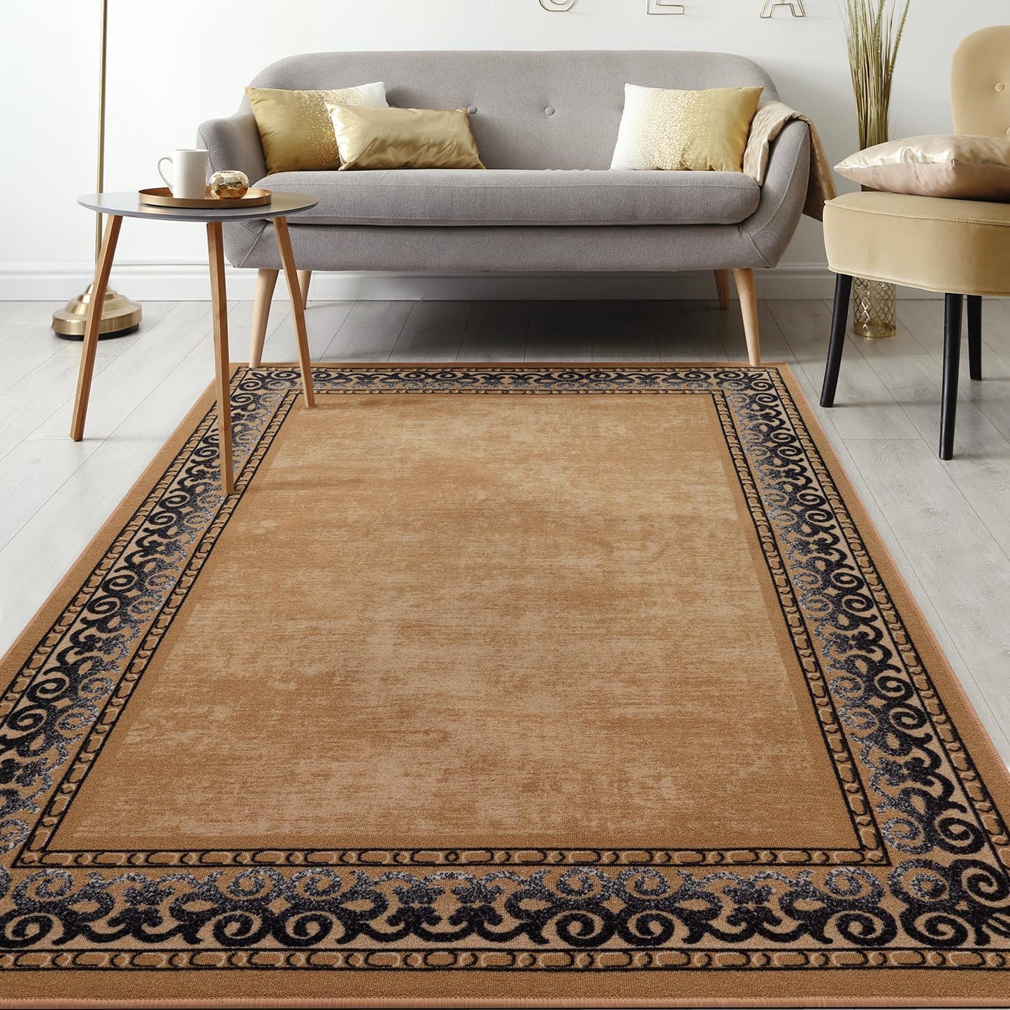 Antep Rugs Bordered Modern 3x5 Non-Slip Indoor Area Rug