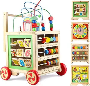 Gemileo Wooden Activity Cube Center Toys for Learning Fun