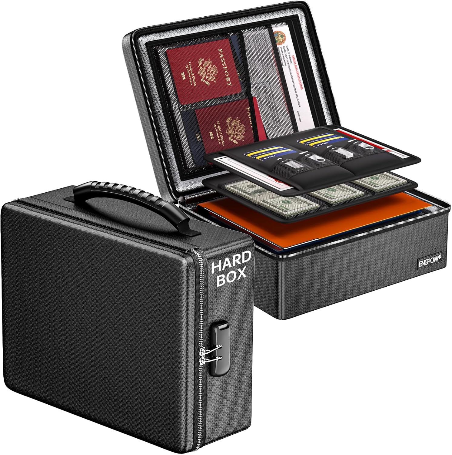 ENGPOW Fireproof Document Box with Lock for Ultimate Protection