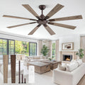 65 in Oil Rubbed Bronze Ceiling Fan No Light - Quiet DC, Dual Finish