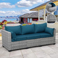Rattaner Grey Wicker Outdoor Couch 3-Seat Sofa - Deep Seat Comfort