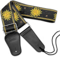 Vintage Sun Embroidered Guitar Strap - Comfort & Style!