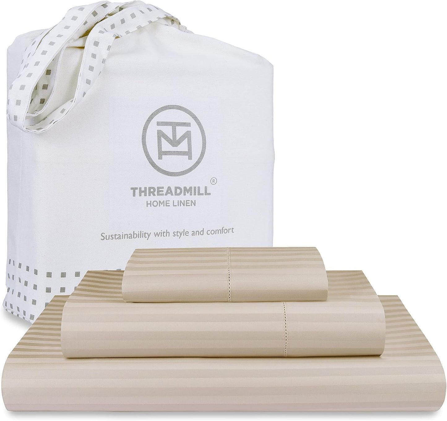 Threadmill 100% Cotton Twin Bed Sheets Set with Deep Pockets