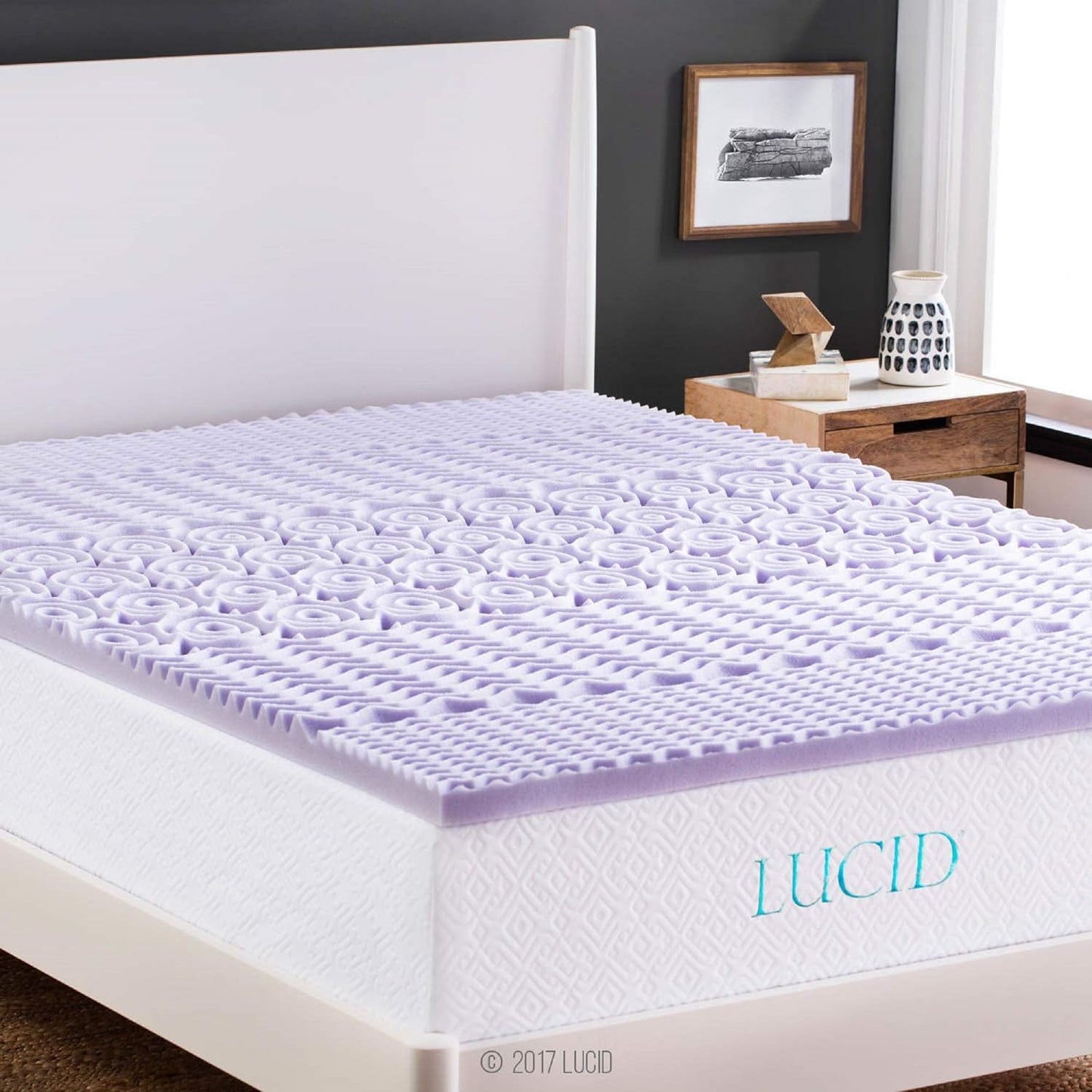 LUCID Lavender Infused 2 Inch Memory Foam Mattress Topper