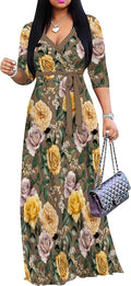 PinkPatty Women's Plus Size Maxi Dress - Flowy V-neck Swing Dress is