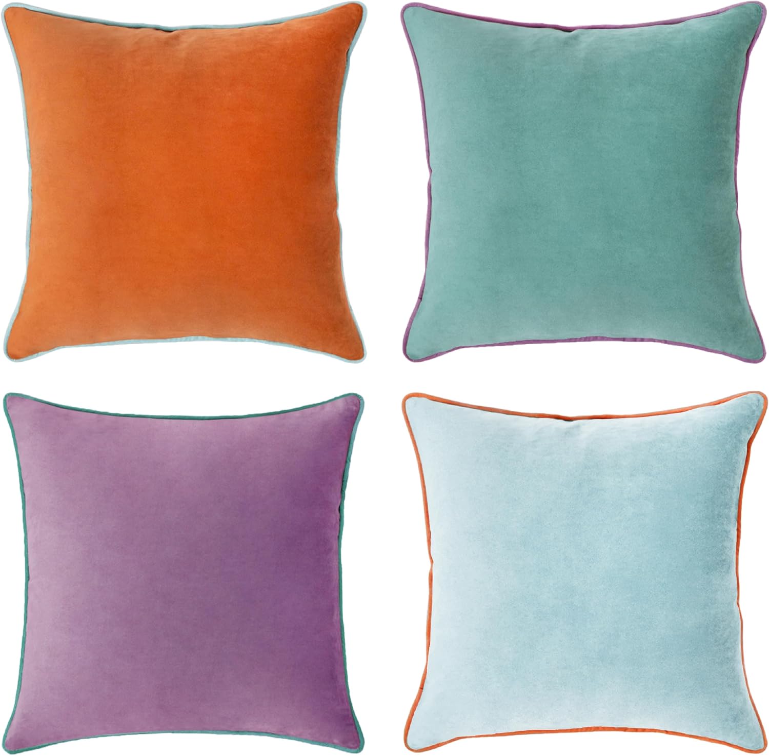 Decorative Throw Pillow Covers Set of 4 Soft Velvet Designs