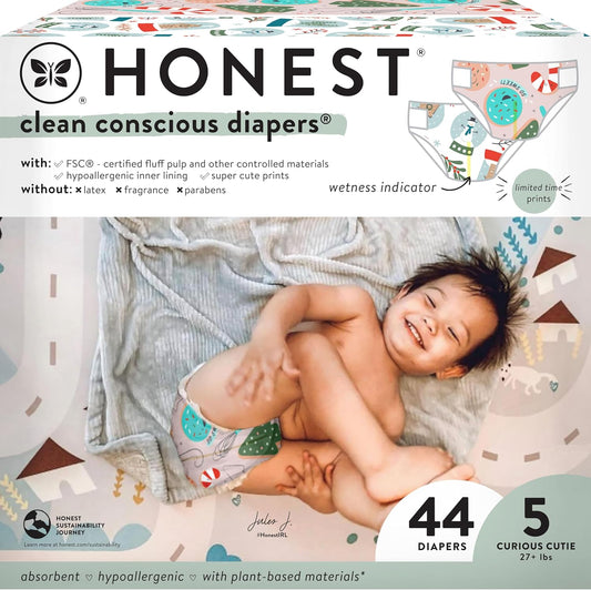 Honest Co Plant-Based Diapers | Winter '24 Limited Prints | Size 5, 44 Count