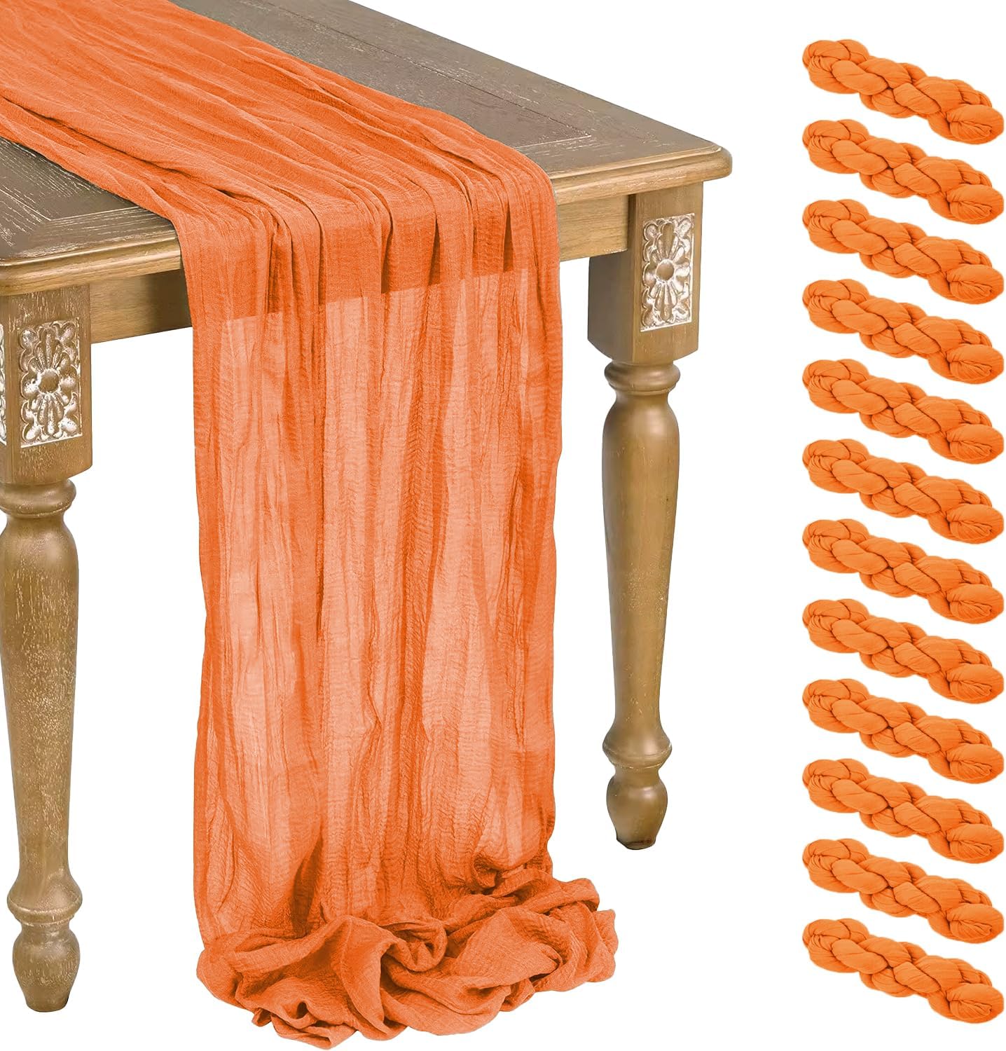 12 Pack Orange Cheesecloth Table Runner for Rustic Weddings