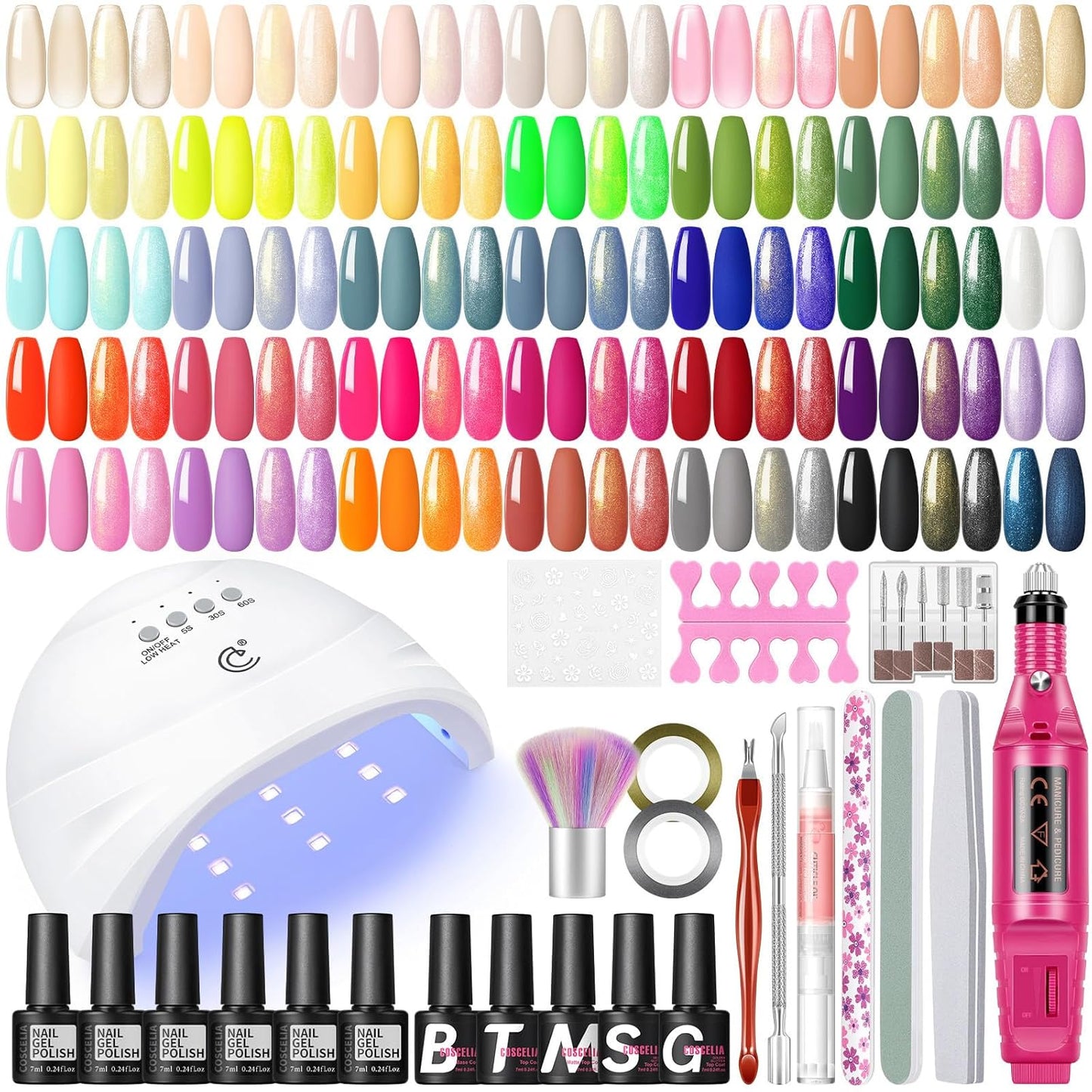 53PCS Gel Nail Polish Kit with U V Light and Nail Drill Set