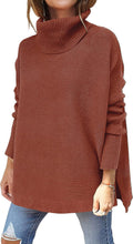 Women Oversized Turtleneck Batwing Sleeve Tunic Sweater - Cozy Fall