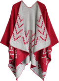 Women's Color Block Shawl Wrap Poncho - Oversized Cozy Layer