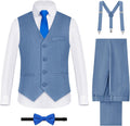 Boys' Formal Suits Set with Suspenders - Complete 6-Piece Outfit box