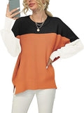 Women Crewneck Batwing Sleeve Oversized Ribbed Knit Pullover - Cozy