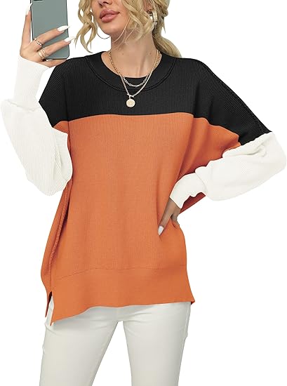 ANRABESS Women Crewneck Batwing Sleeve Oversized Sweater Top