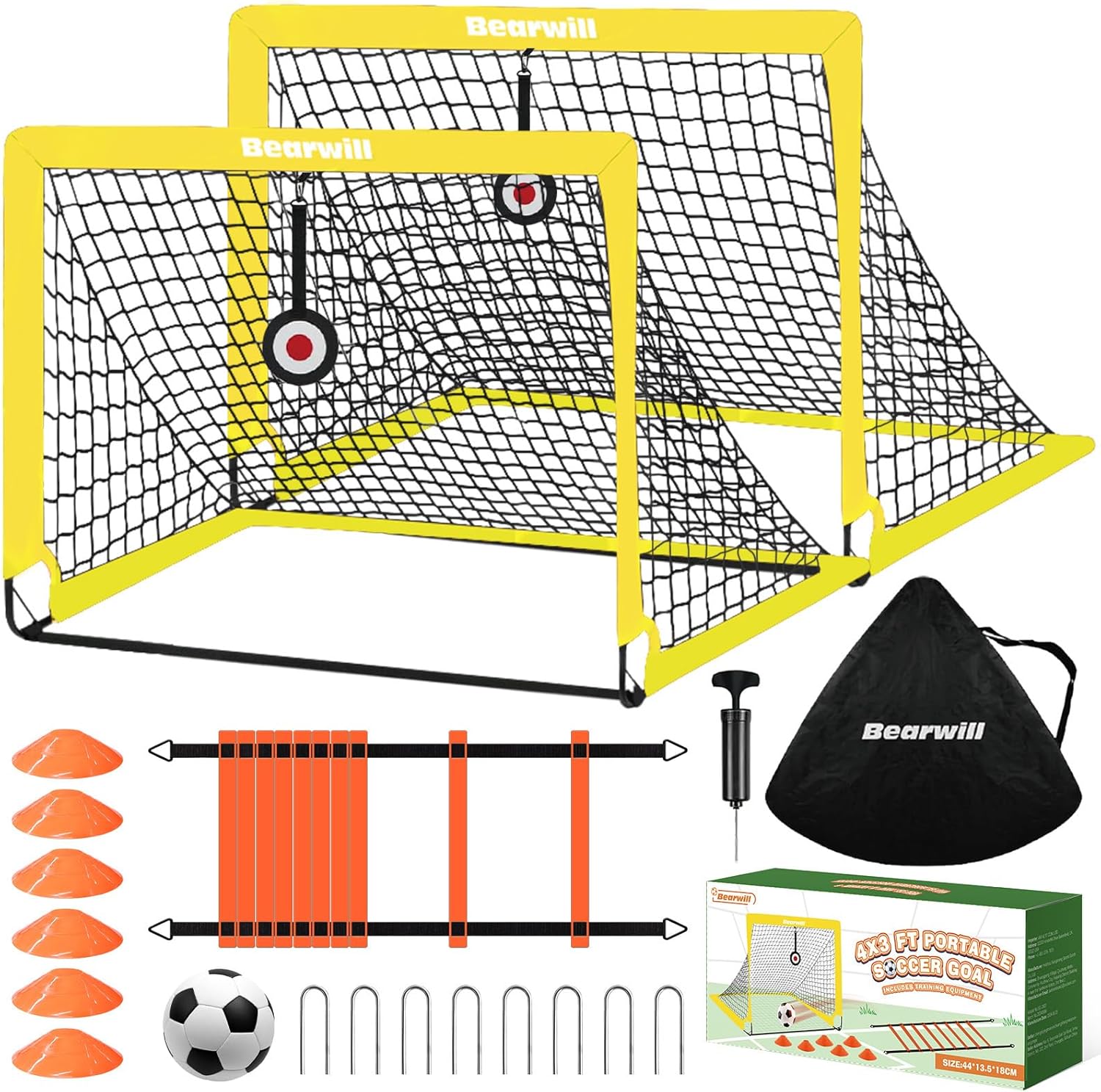 Kids Soccer Goals for Backyard Set of 2, 4x3ft Portable Net
