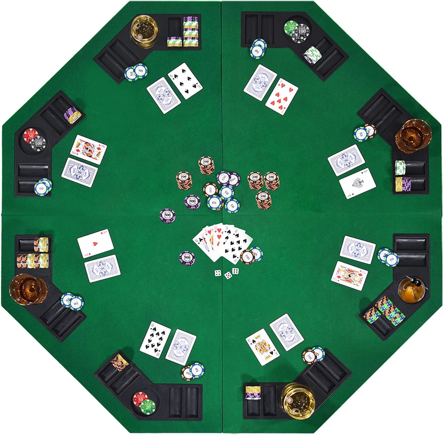 48in Foldable Poker Table Top for 8 Players - Casino Style Fun
