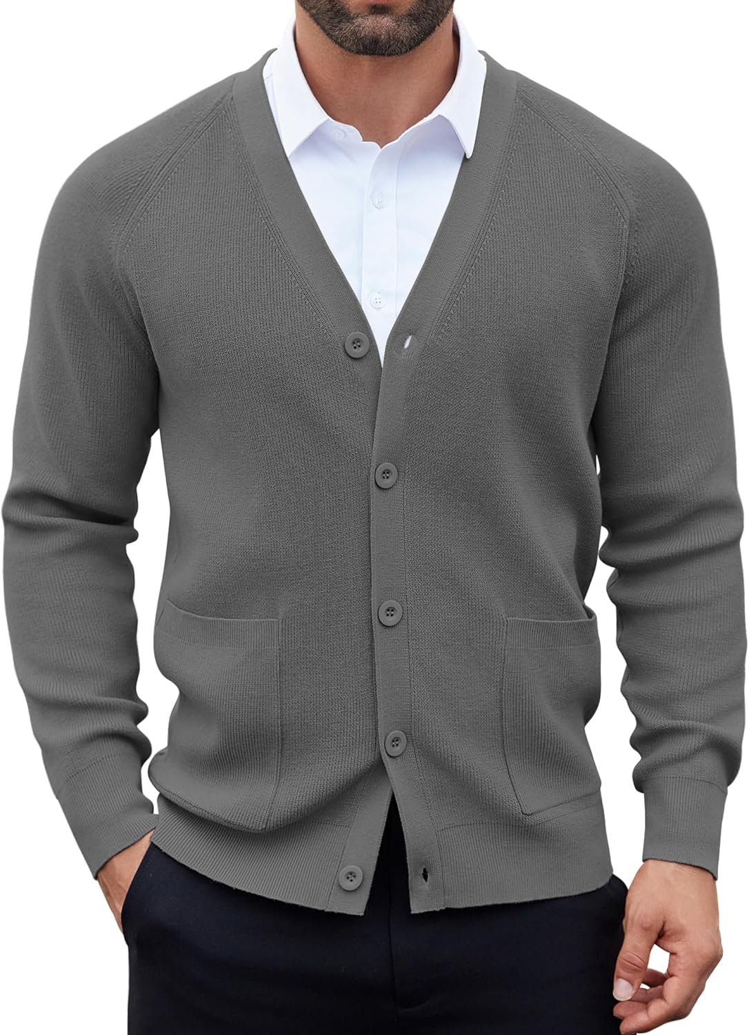 COOFANDY Men's Cardigan Sweater - Lightweight V Neck Style