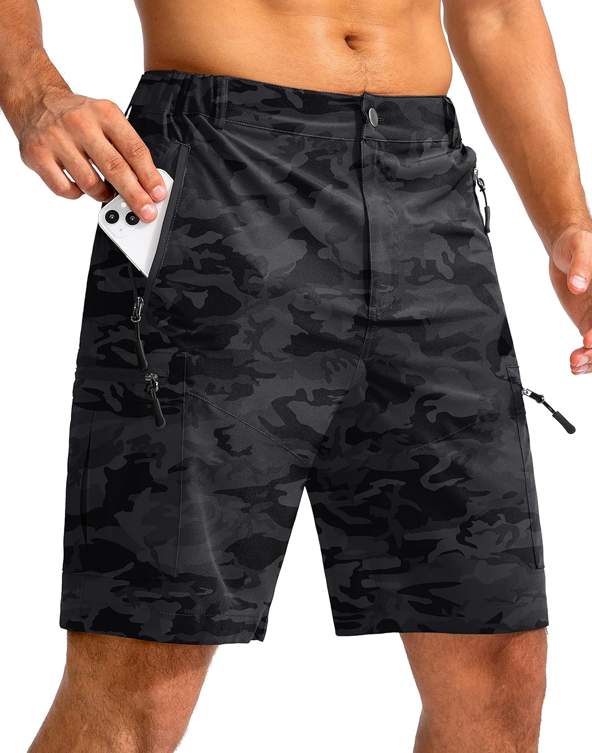 Pudolla Men's Hiking Cargo Shorts 9in Lightweight Outdoor Gear