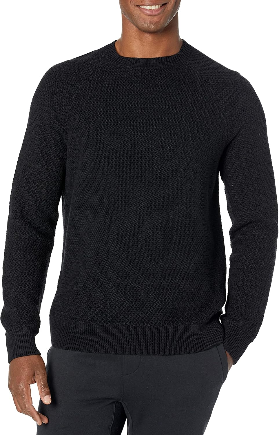 Oversized Crewneck Sweater for Men with Textured Cotton Design