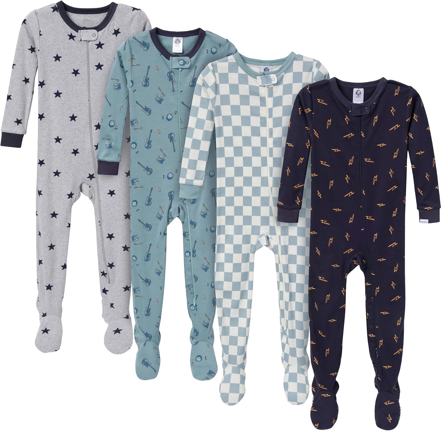 Gerber Baby-Boys 4-Pack Footed Pajamas for Cozy Comfort