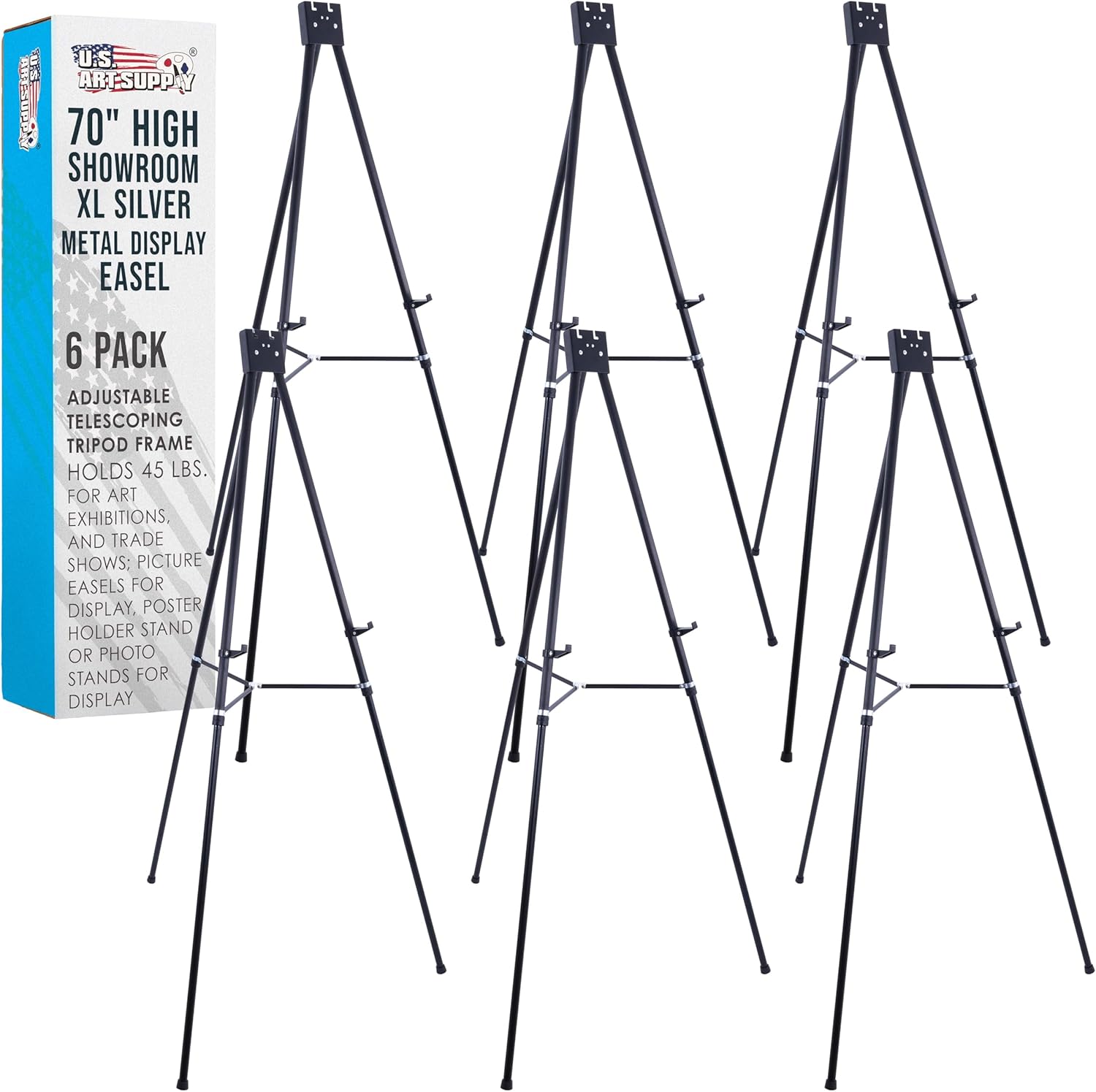 70 High Showroom XL Silver Metal Display Easel for Art & Signs