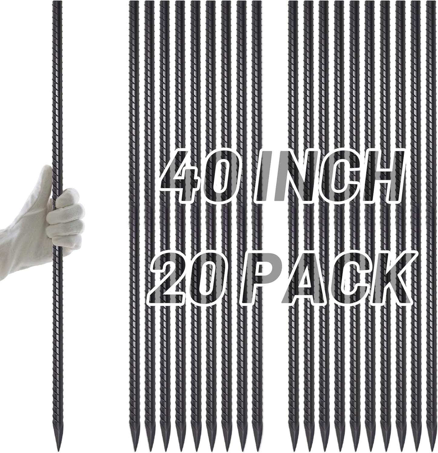 40in Heavy Duty Rebar Stakes for Landscape and Garden Use