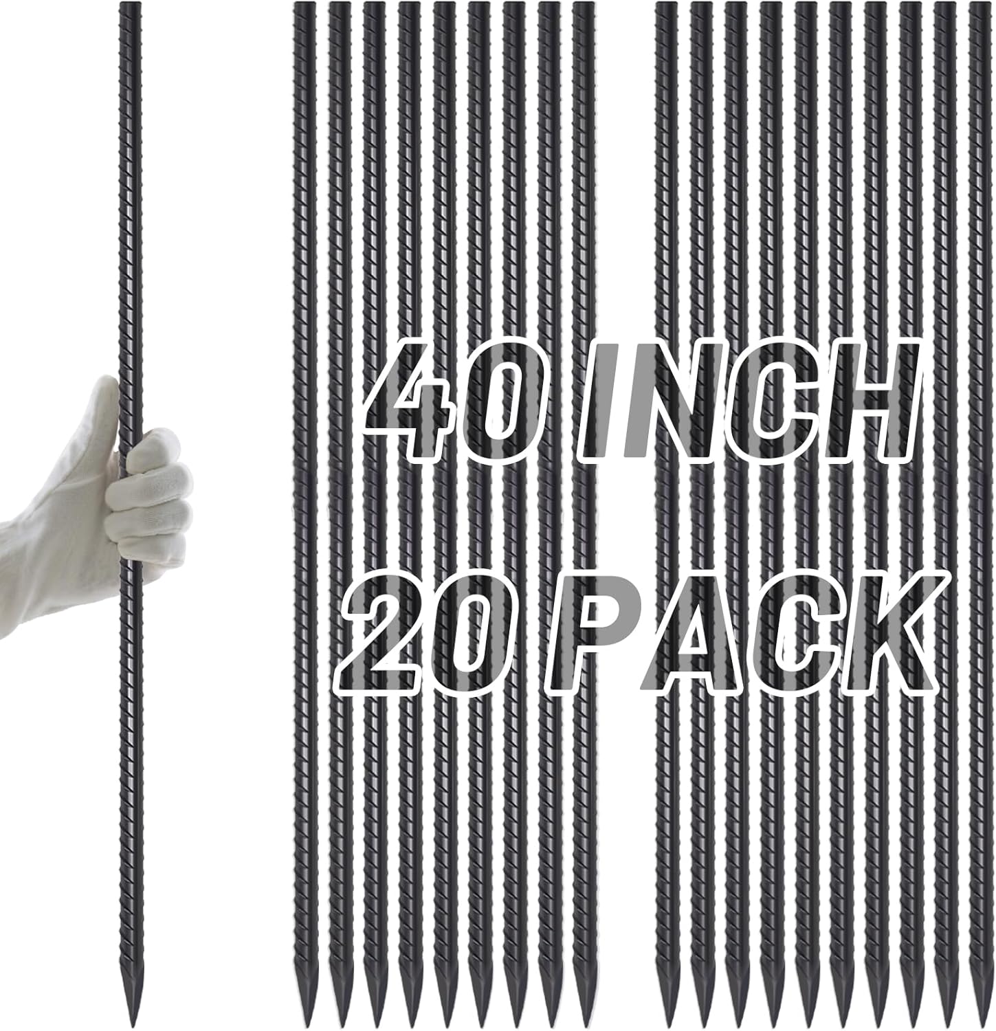 40in Heavy Duty Rebar Stakes for Landscape and Garden Use