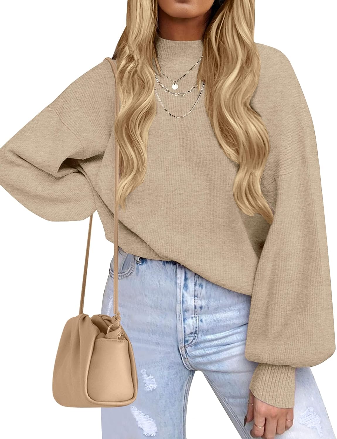 ZESICA Women's Oversized Ribbed Knit Pullover Sweater Jumper