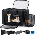 Expandable Extra Large Cat Carrier with Litter Box - Roomy Travel