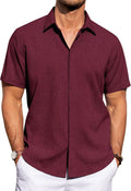 J.VER Men's Linen Shirt Casual Short Sleeve - Lightweight Summer