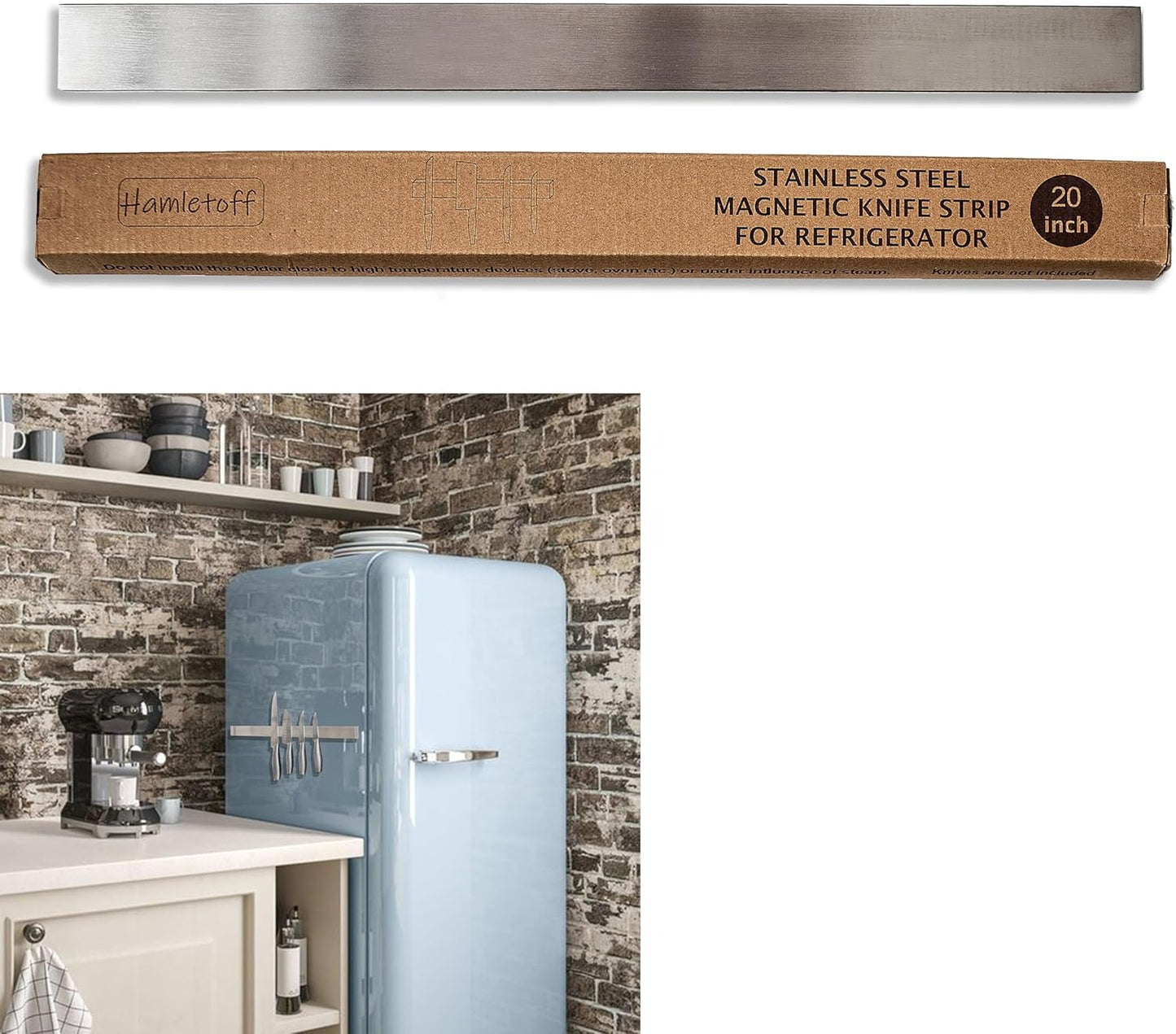 Premium Magnetic Knife Holder for Refrigerator - 20 Inch Steel