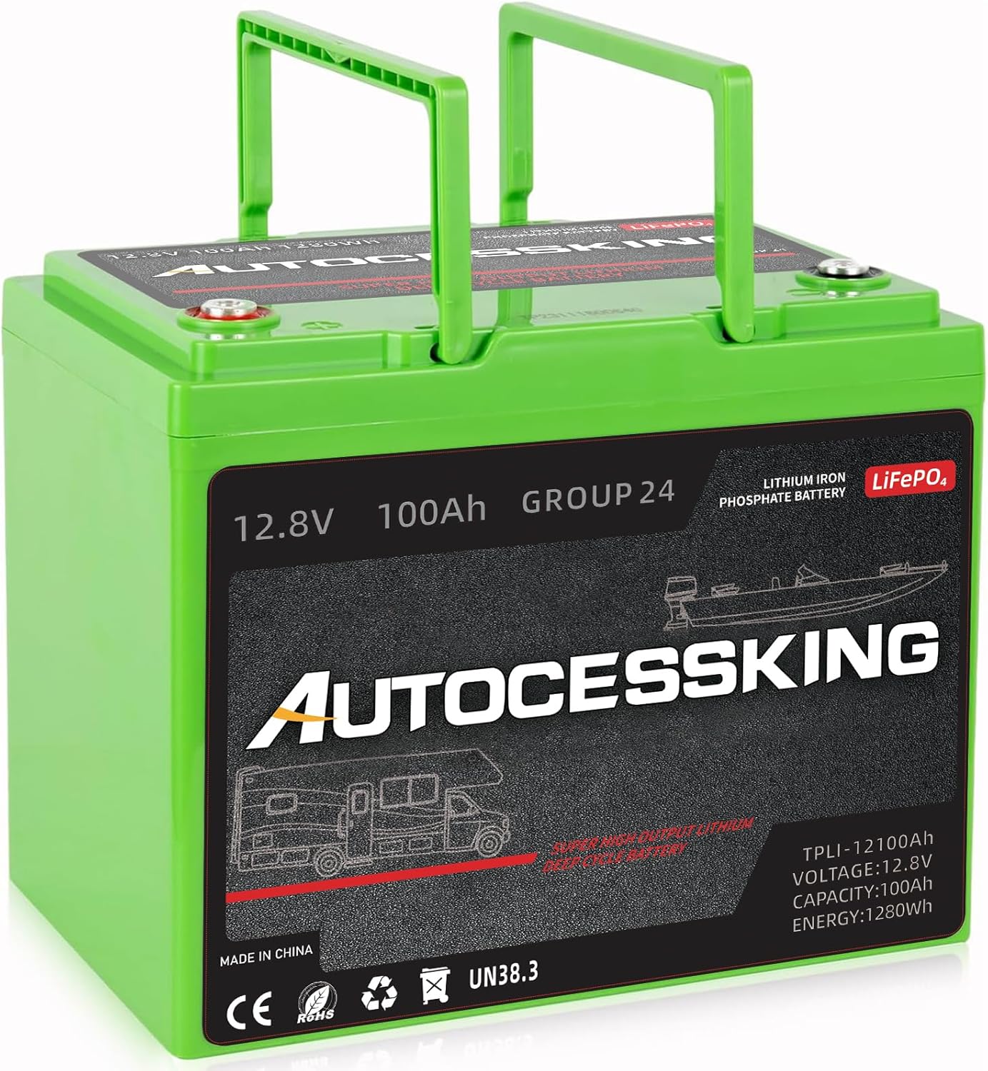 12V 100Ah LiFePO4 Lithium Battery for RV, Marine, Solar Use