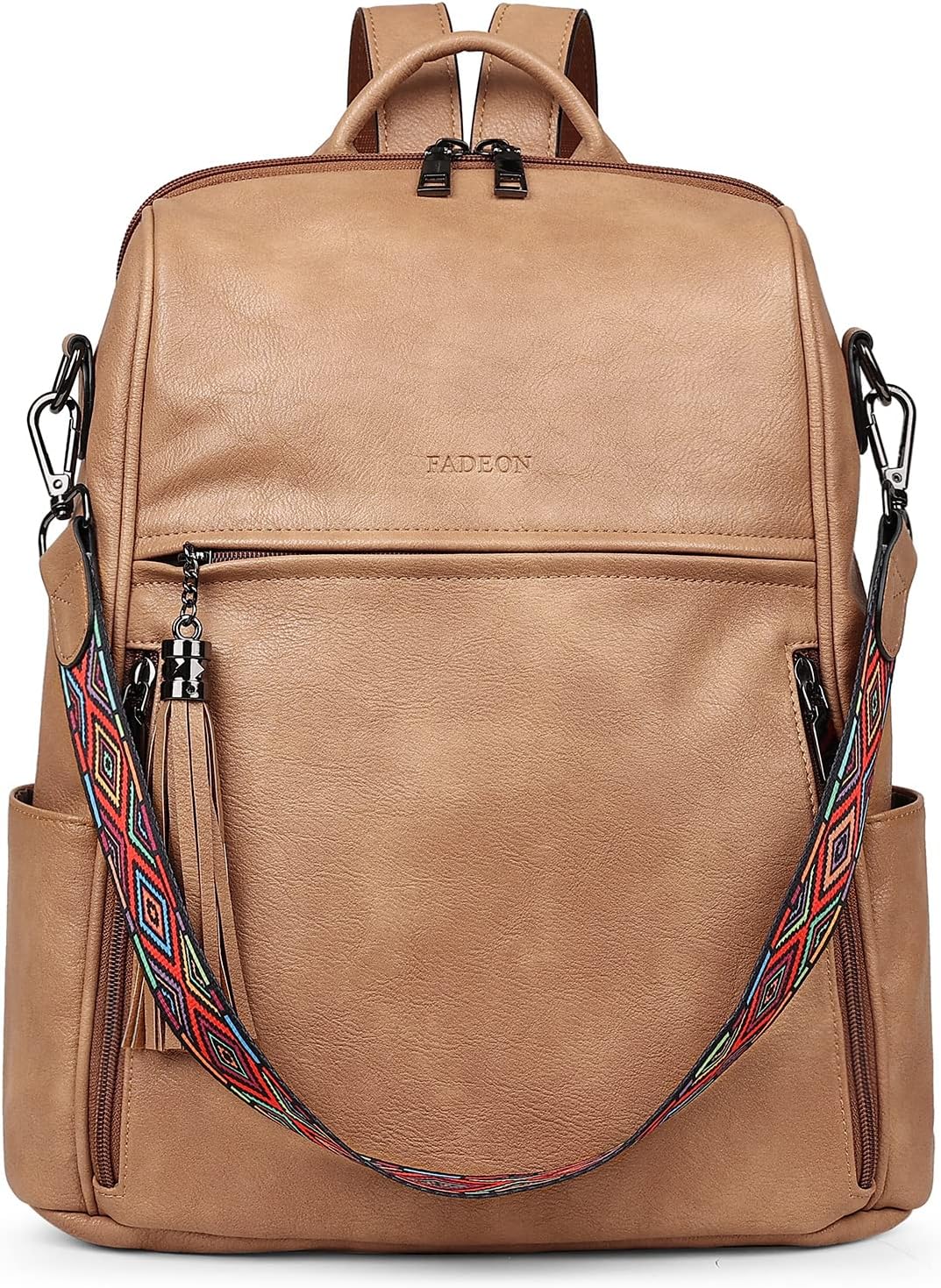 Stylish Leather Backpack Purse for Women with Tassel Design