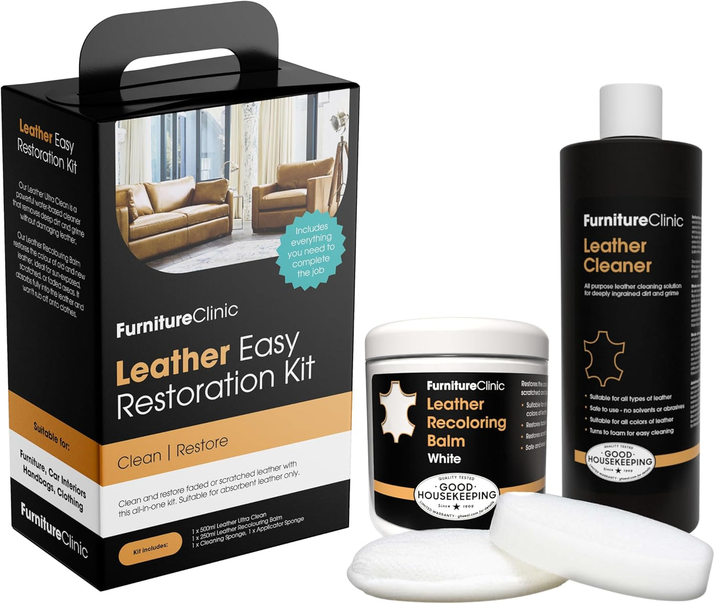Leather Easy Restoration Kit for Scratched and Faded Furniture