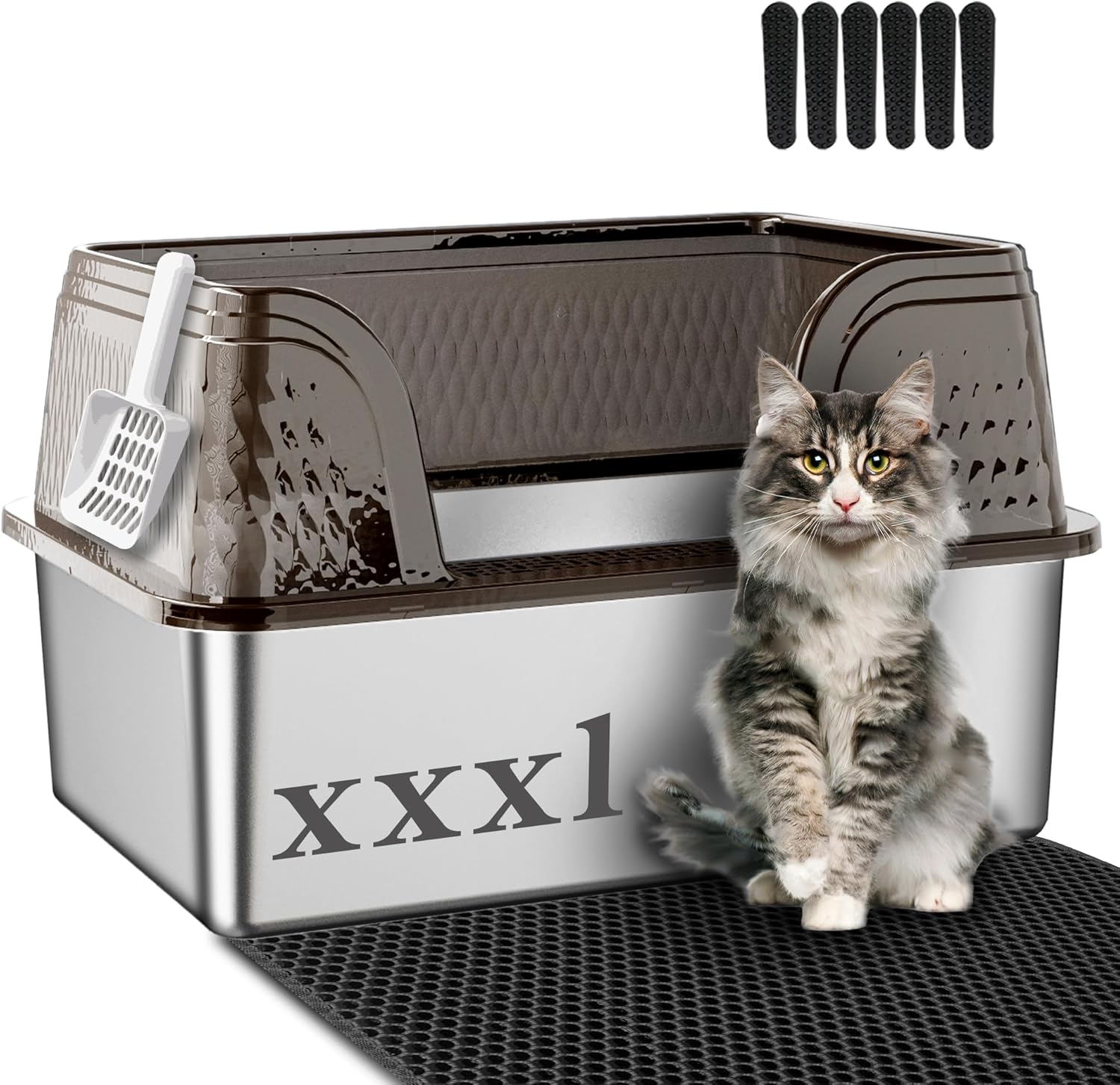 Extra Large Stainless Steel Litter Box with Lid for Big Cats