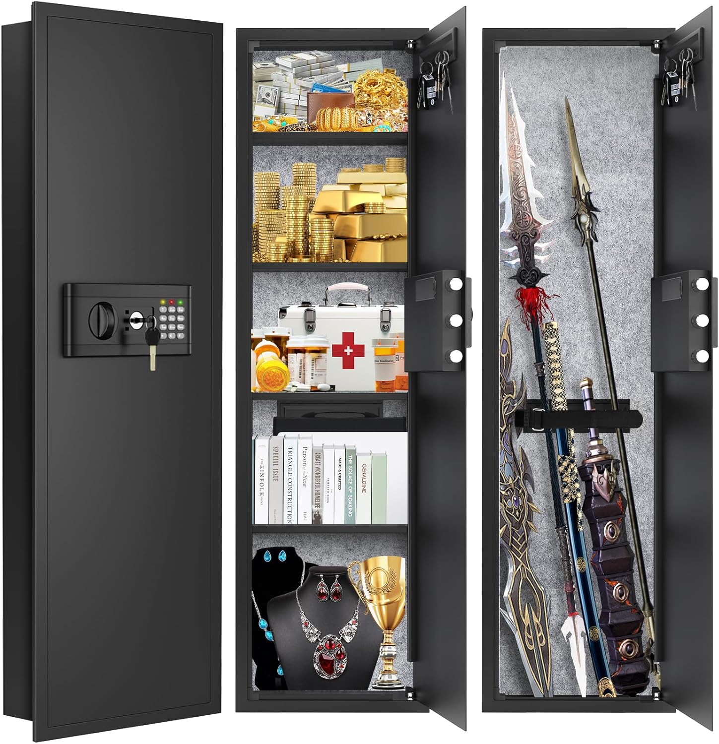 47.3 Tall Fireproof Wall Safe for Home, Money, Jewelry, Valuables
