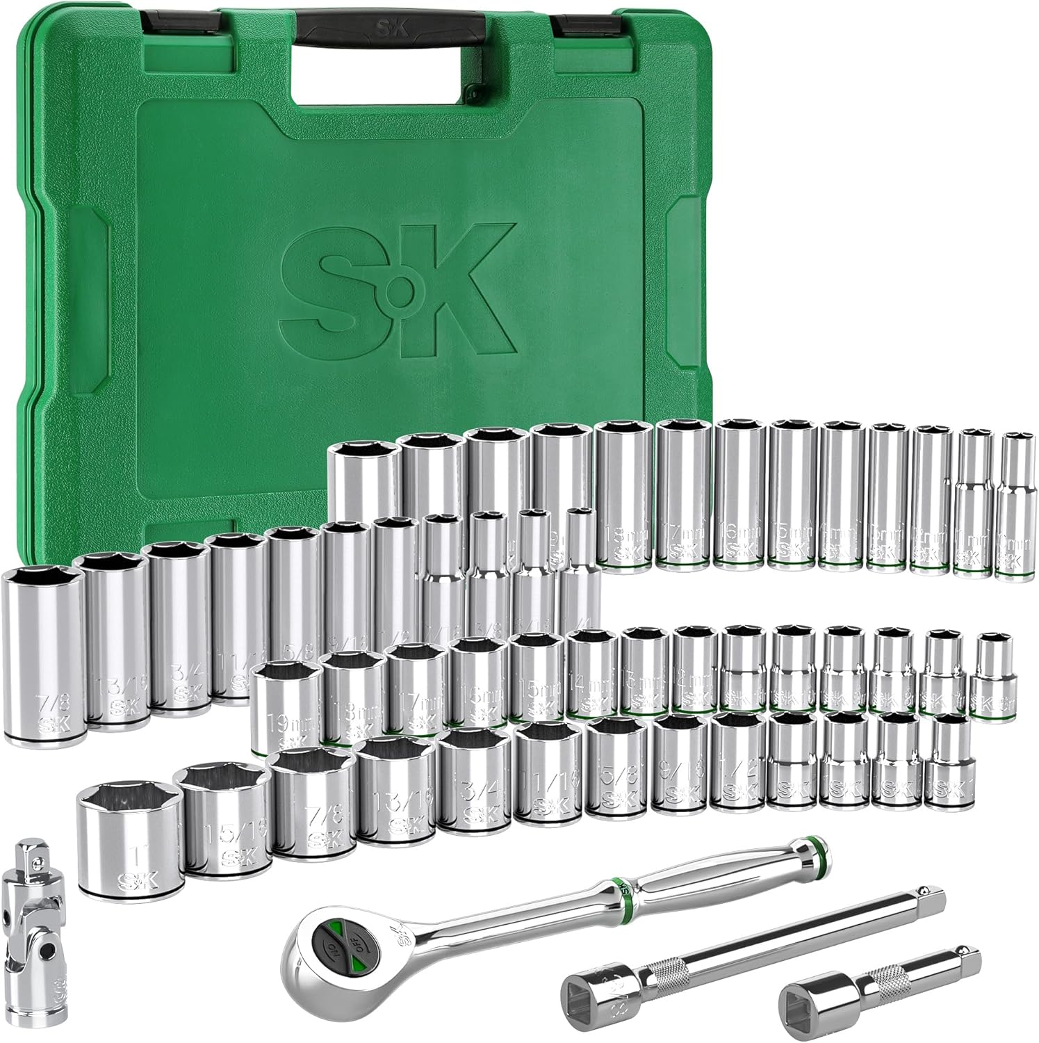 Premium 55-Piece Socket Set with 160-P Ratchet for Mechanics