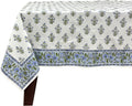 Ridhi Blue Lattice Bloom Tablecloth 70 x 108 - Cotton Dining Cover