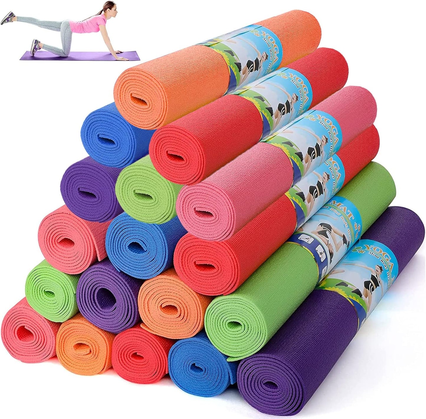 Non-Slip Yoga Mats 18-Piece Bulk Set | Home Gym Essential