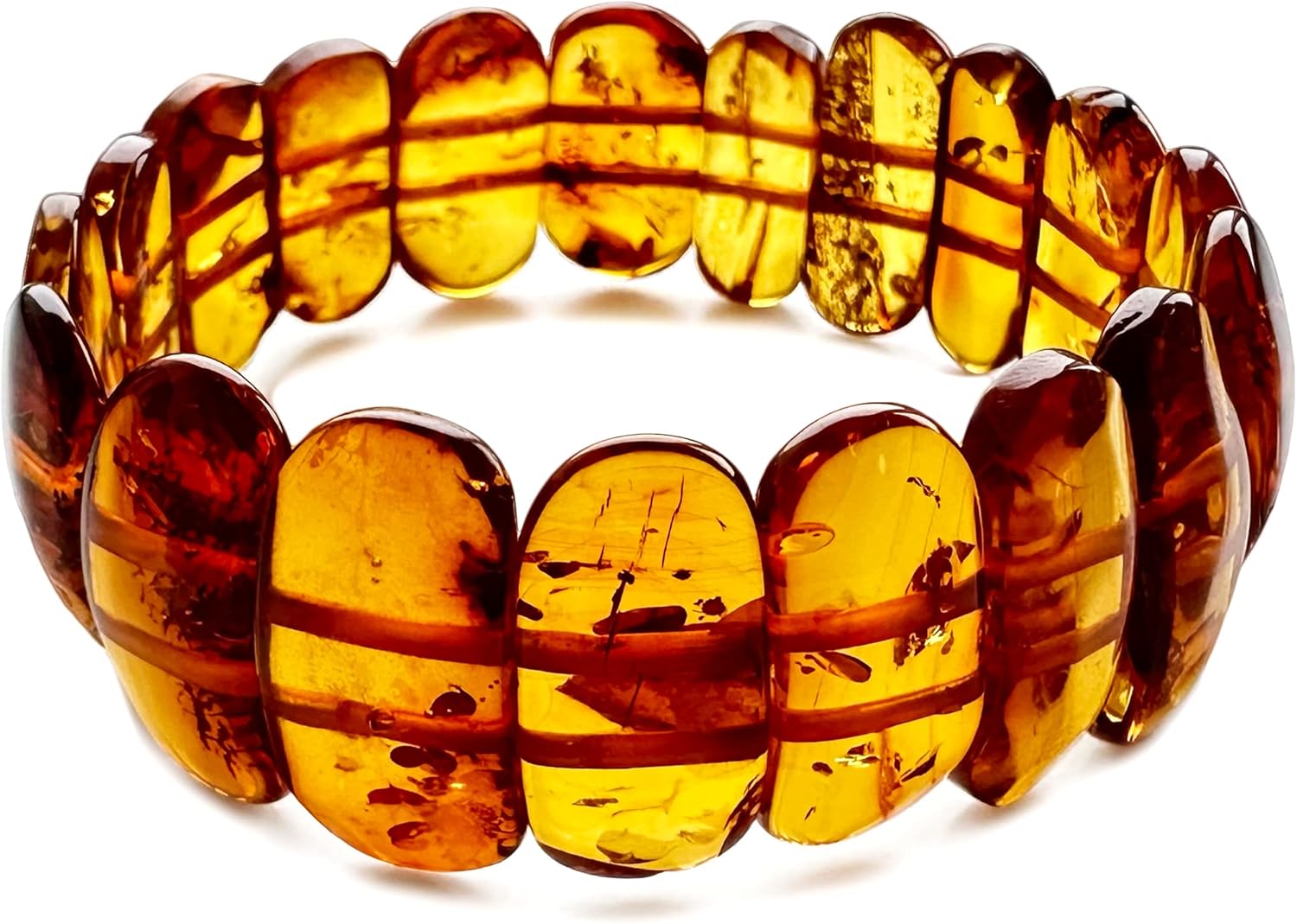 Amber Stretch Bracelet for Women - Unique Stone Cut Jewelry