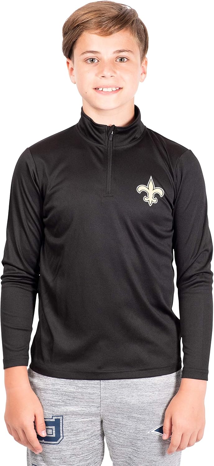 Ultra Game Youth NFL Official Super Soft Quarter Zip T-Shirt