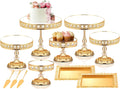 12-Piece Gold Cake Stand Set with Crystal Edge - Elegant Dessert