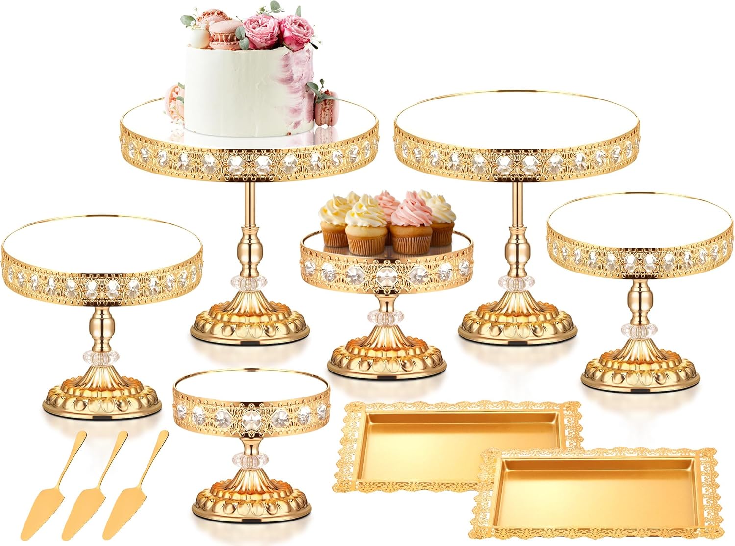 12-Piece Gold Cake Stand Set for Elegant Dessert Displays