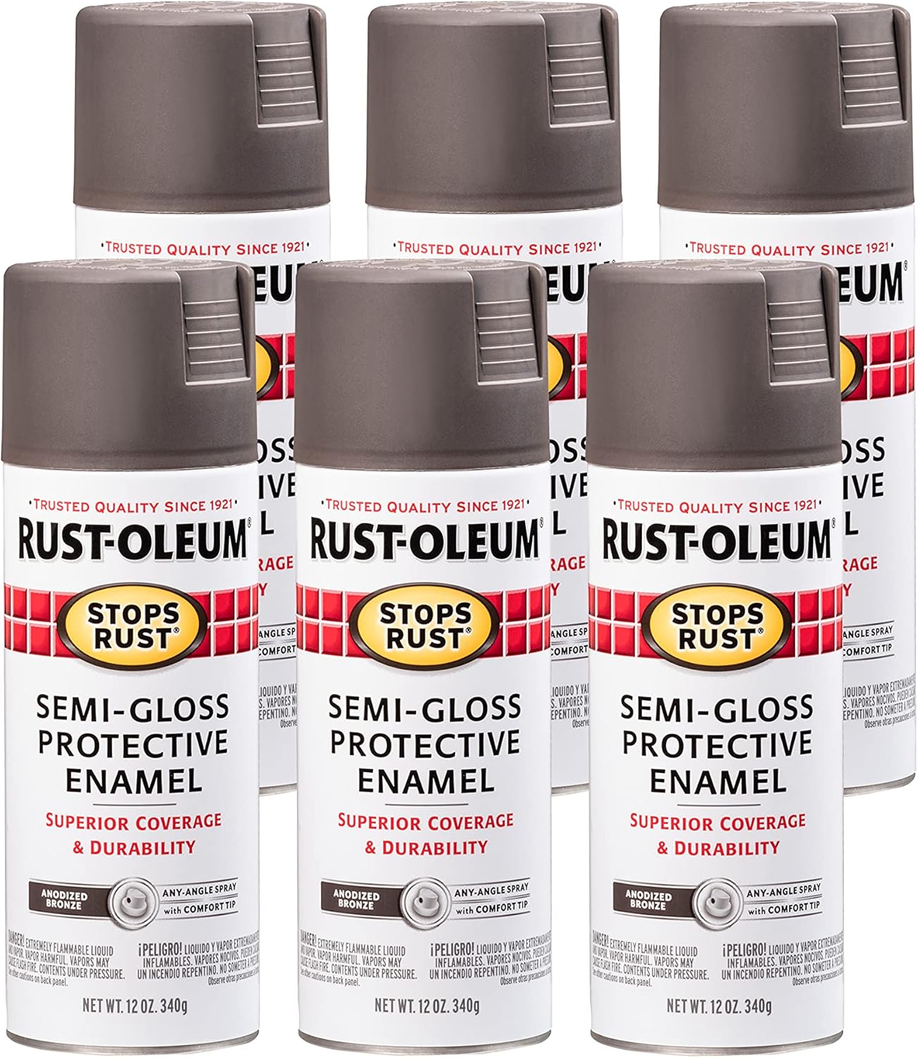 Rust-Oleum Stops Rust Spray Paint 12 Oz Semi-Gloss Bronze 6 Pack